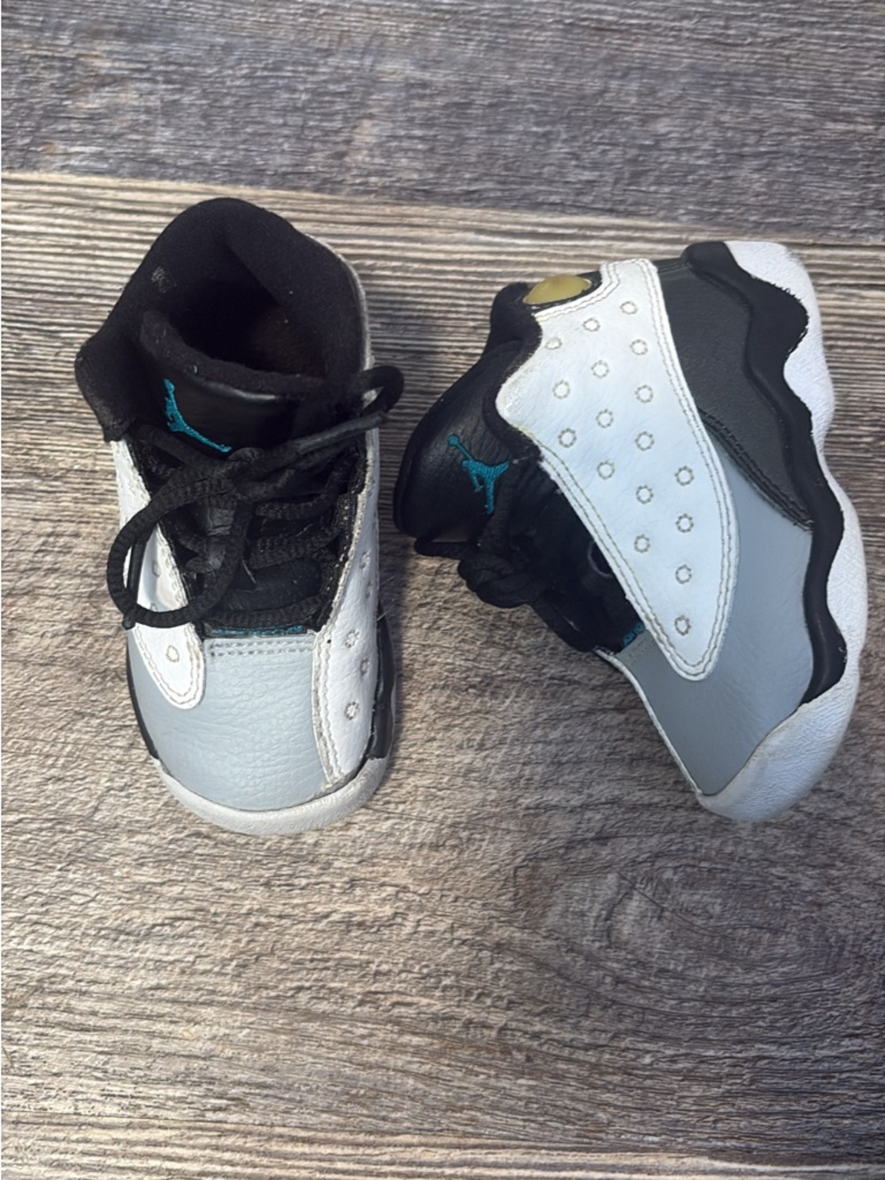 Toddler Jordan 13’s VINTAGE Sneakers in White, Gray & Black